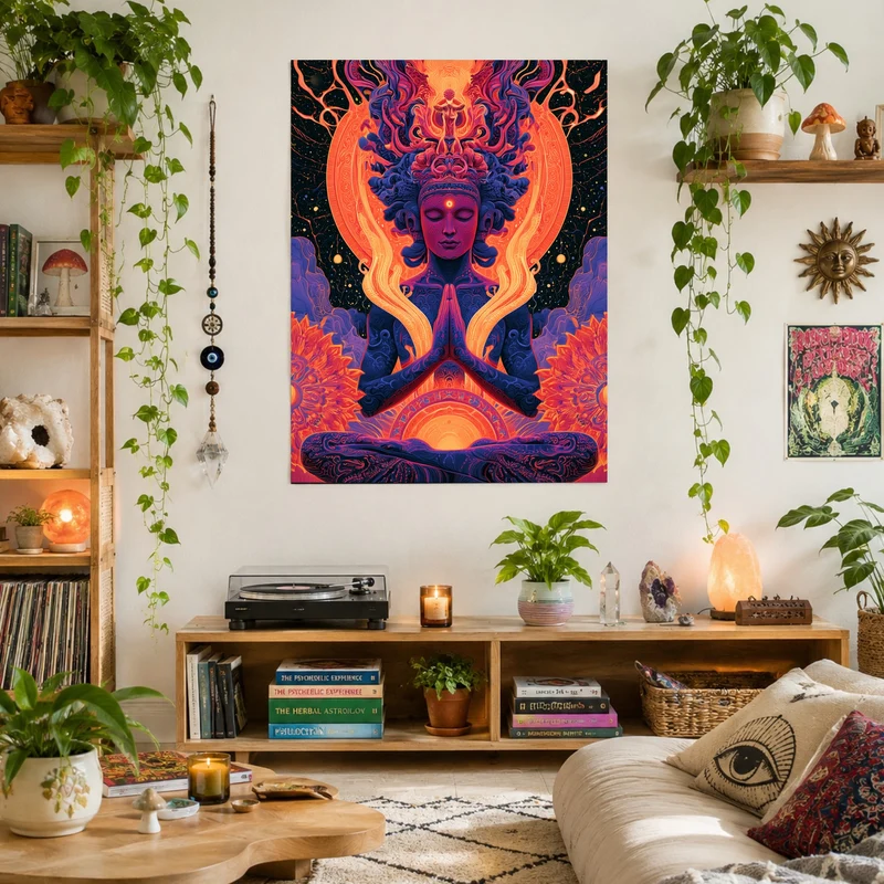 Meditierende Göttin mit Lotus Poster