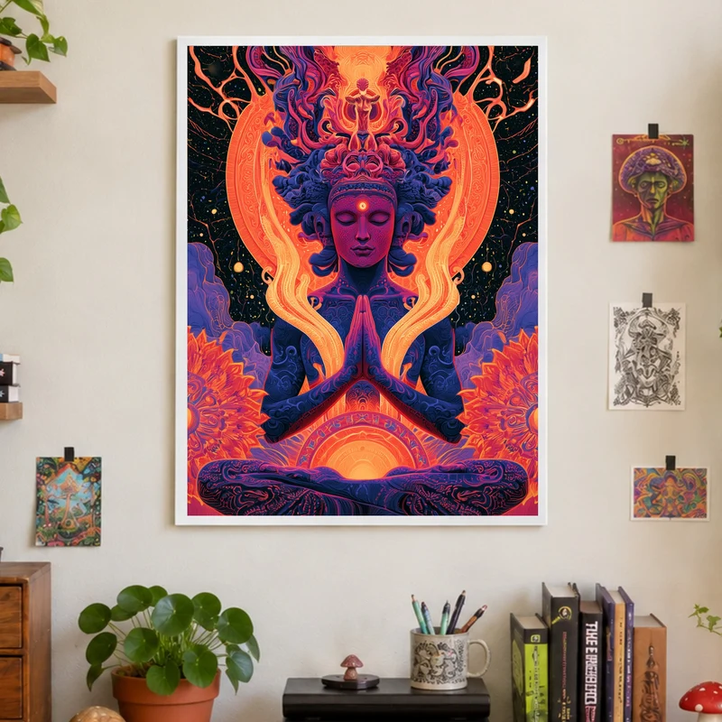 Meditierende Göttin mit Lotus Poster