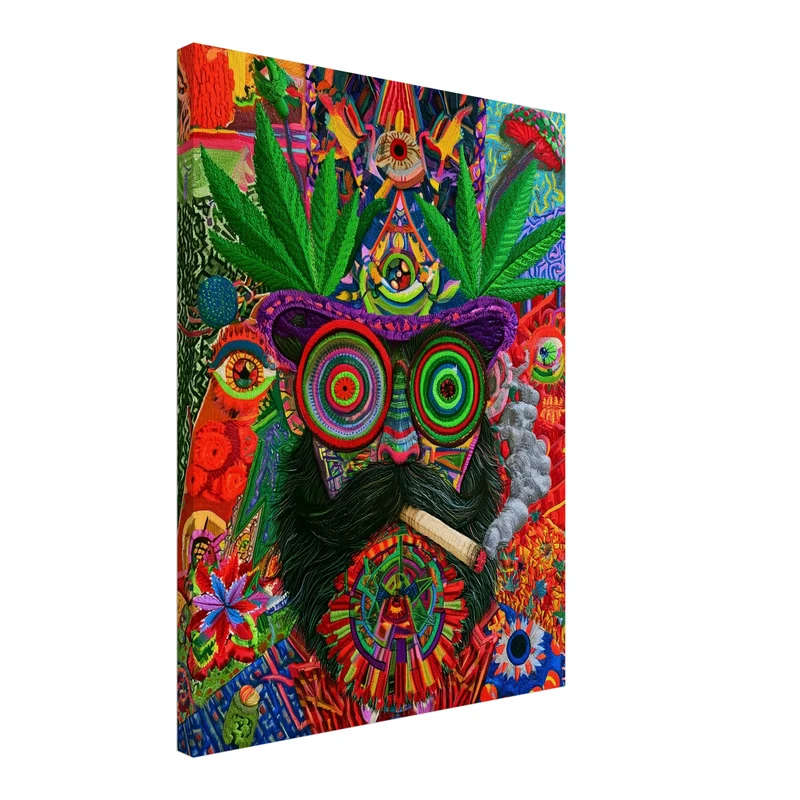 Psychedelische Katze mit Joint Leinwand