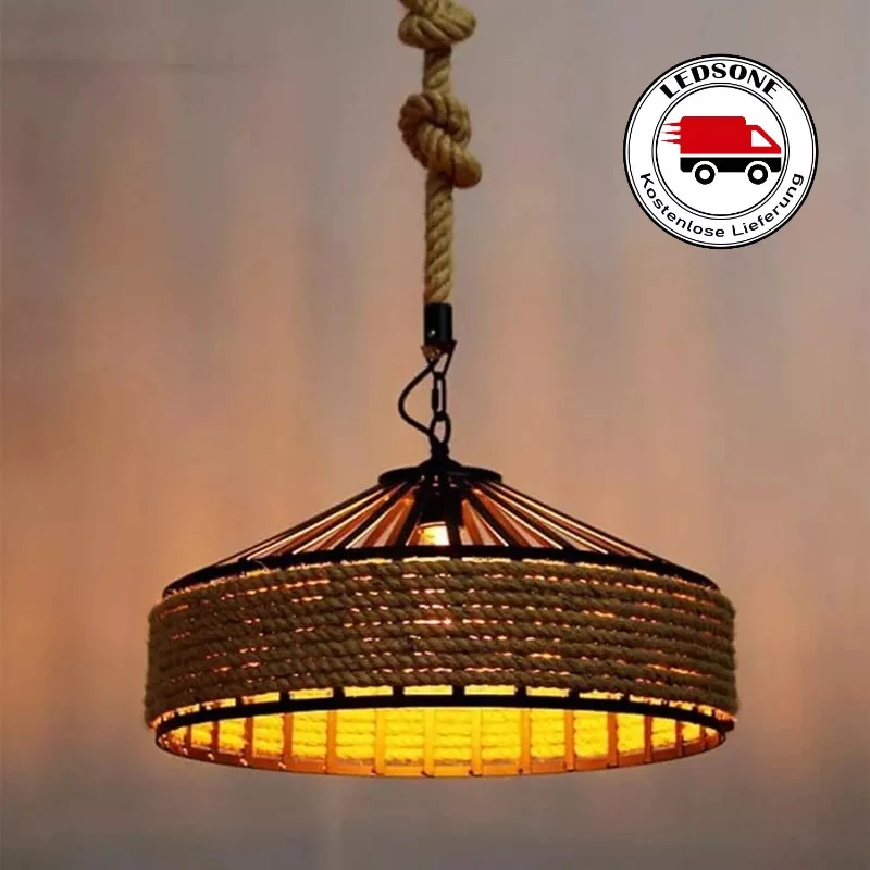 Hanfseil Pendelleuchte Ø30cm Höhenverstellbar~2936