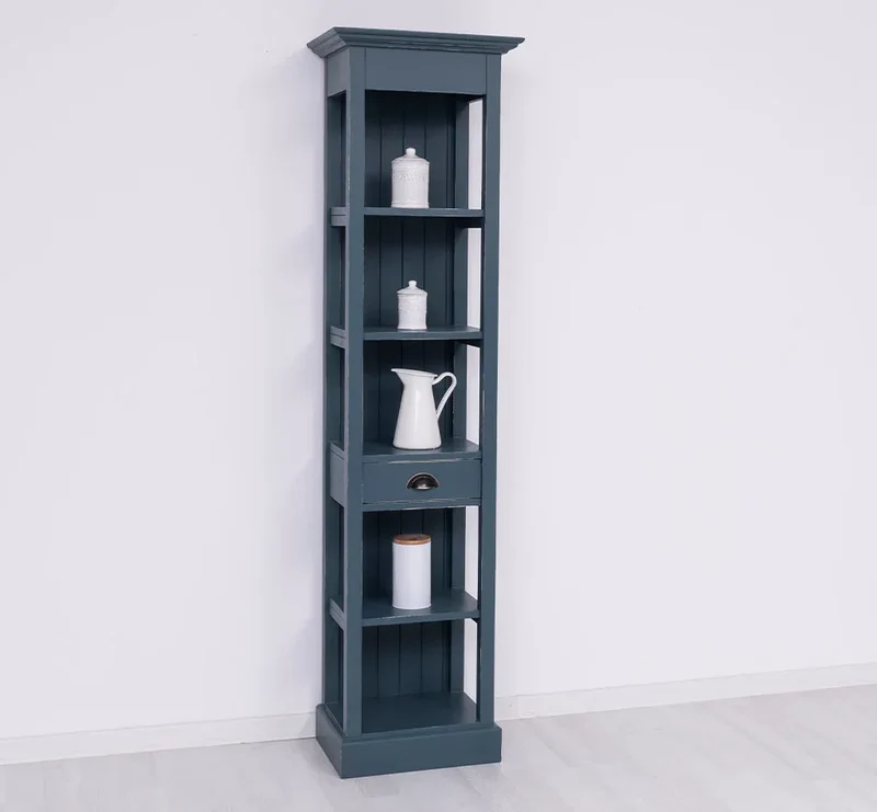 Schmales Regal aus Massivholz mit Schublade | Handtuchschrank | Küchenschrank