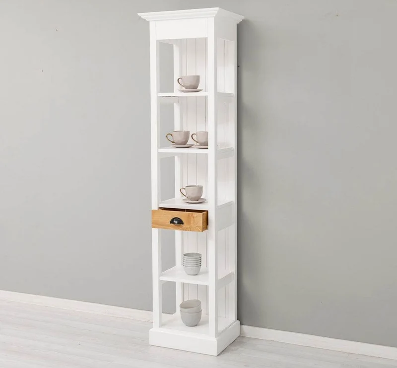 Schmales Regal aus Massivholz mit Schublade | Handtuchschrank | Küchenschrank
