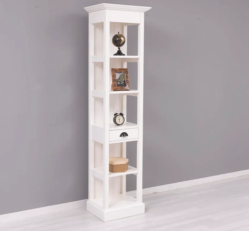 Schmales Regal aus Massivholz mit Schublade | Handtuchschrank | Küchenschrank