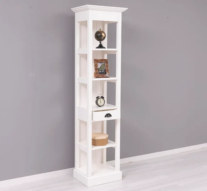 Schmales Regal aus Massivholz mit Schublade | Handtuchschrank | Küchenschrank