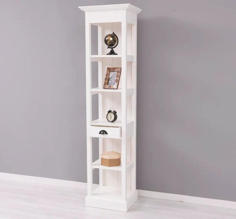 Schmales Regal aus Massivholz mit Schublade | Handtuchschrank | Küchenschrank