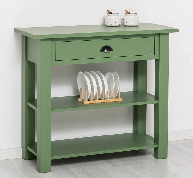 Beistelltisch aus Massivholz | Wandtisch mit Schublade