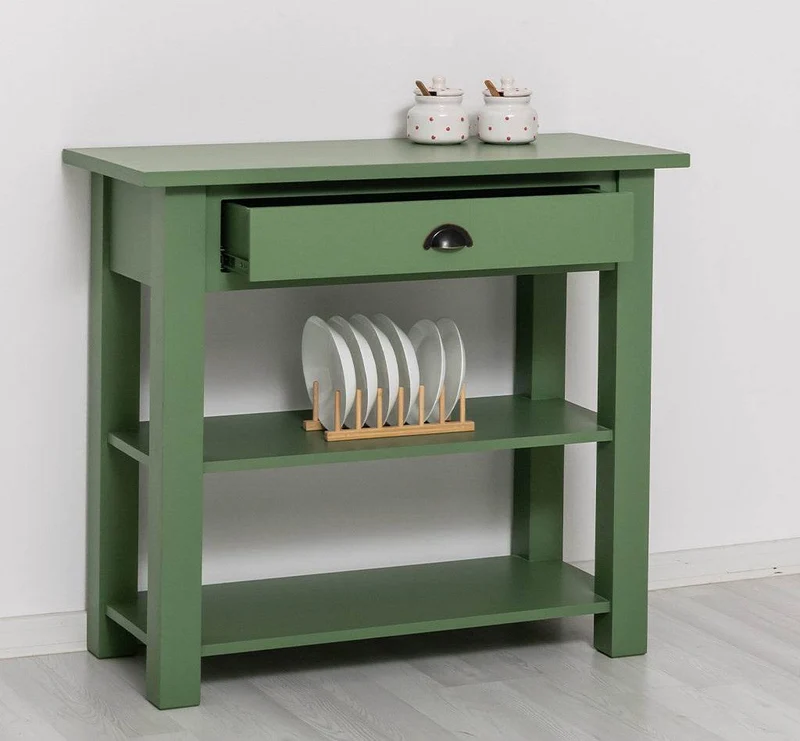 Beistelltisch aus Massivholz | Wandtisch mit Schublade