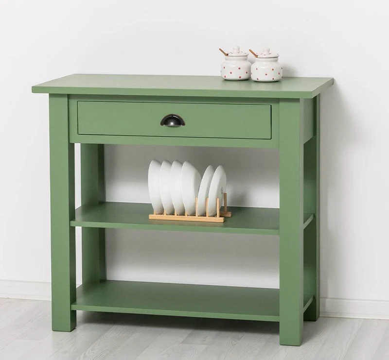 Beistelltisch aus Massivholz | Wandtisch mit Schublade
