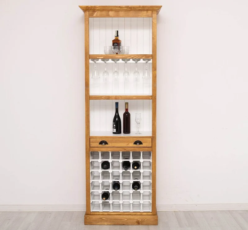 Großes Weinregal aus Massivholz mit Platz für 36 Flaschen