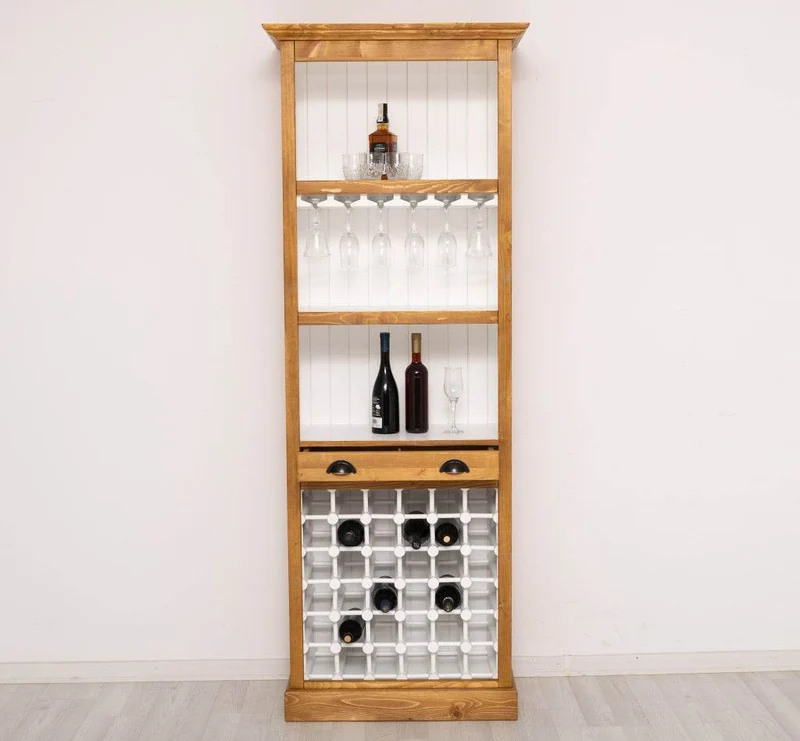 Großes Weinregal aus Massivholz mit Platz für 36 Flaschen