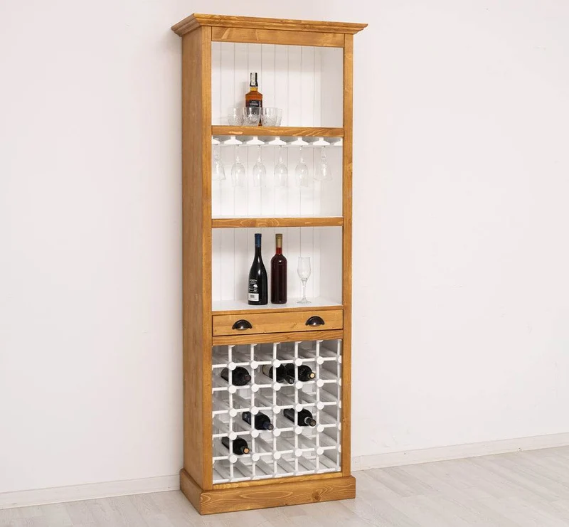 Großes Weinregal aus Massivholz mit Platz für 36 Flaschen