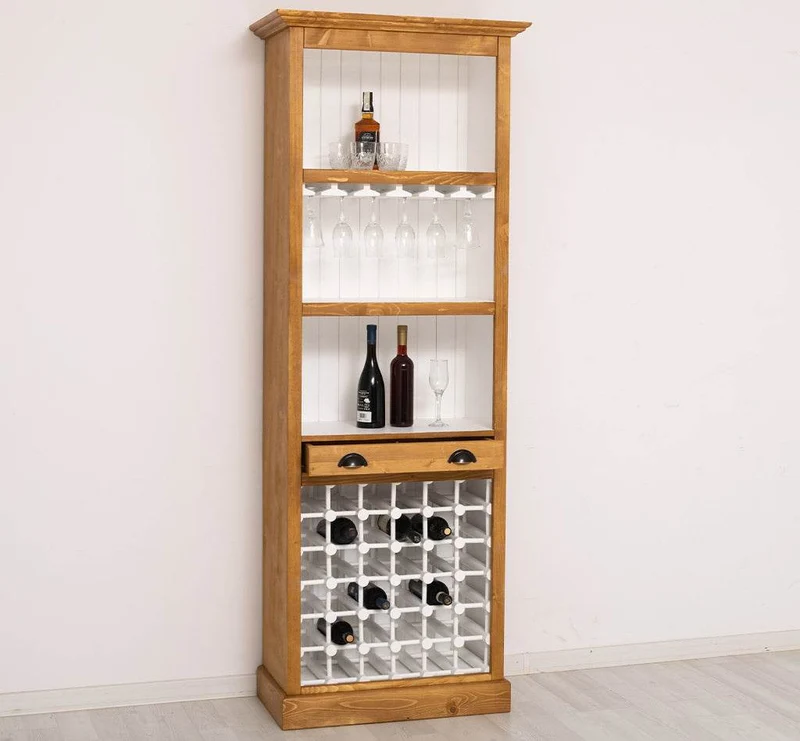 Großes Weinregal aus Massivholz mit Platz für 36 Flaschen