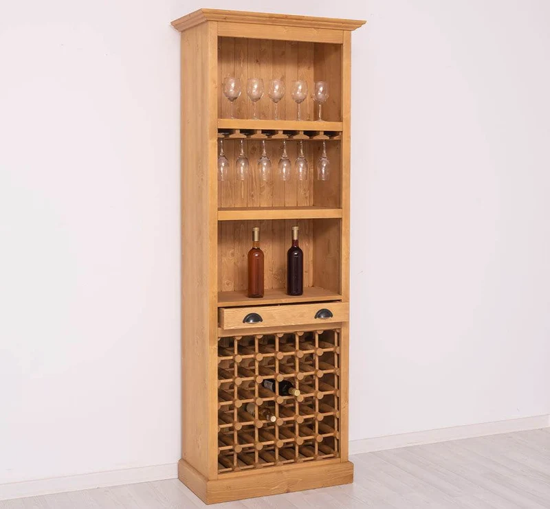 Großes Weinregal aus Massivholz mit Platz für 36 Flaschen