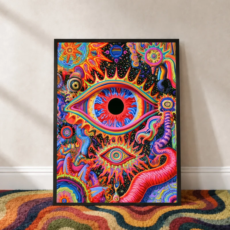 Buntes Auge mit Wimpernkranz Poster