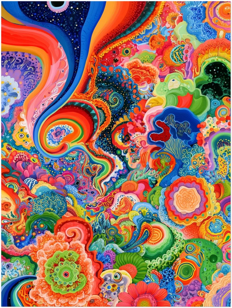 Psychedelische Farbwellen Leinwand