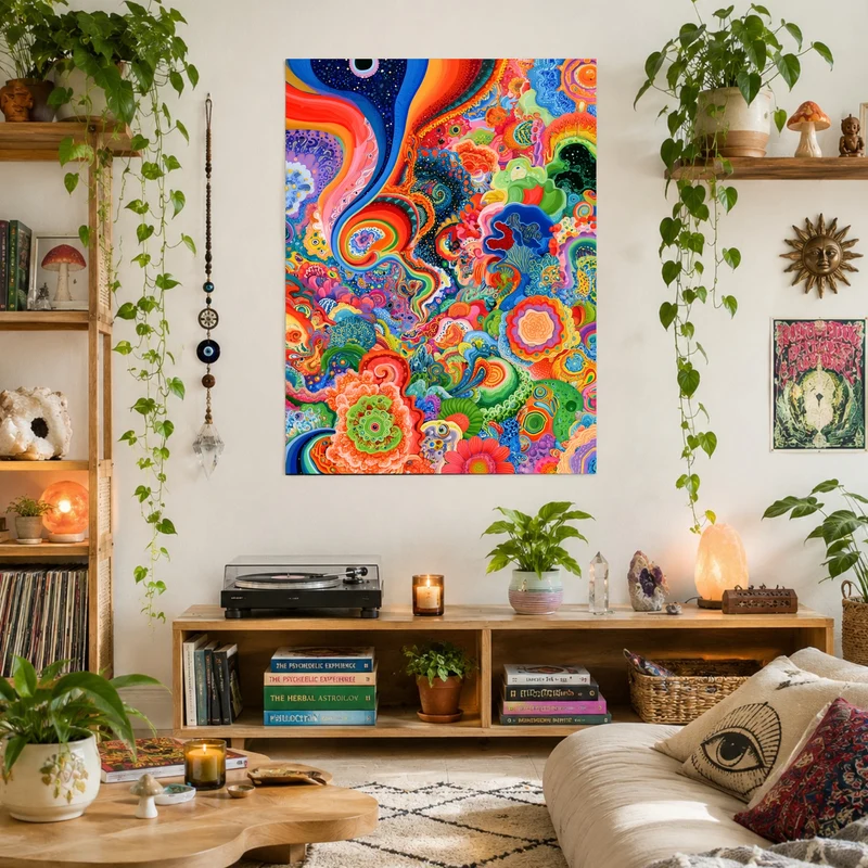 Psychedelische Farbwellen Poster
