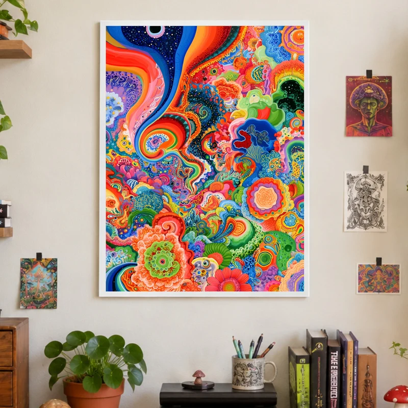 Psychedelische Farbwellen Poster