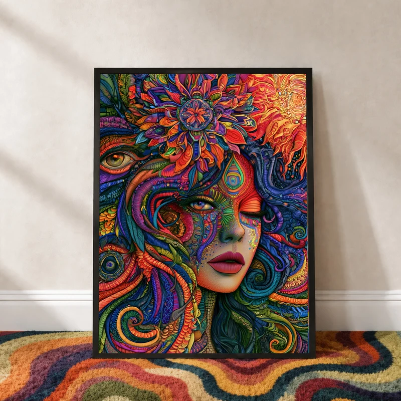 Psychedelische Göttin der Farben Poster