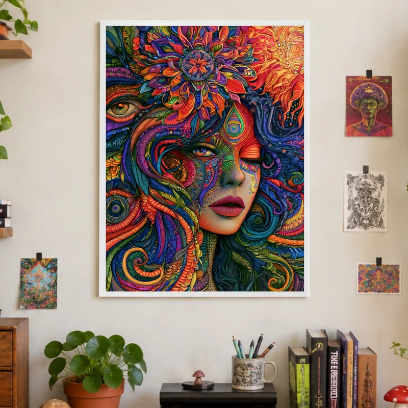 Psychedelische Göttin der Farben Poster