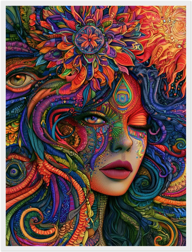 Psychedelische Göttin der Farben Poster