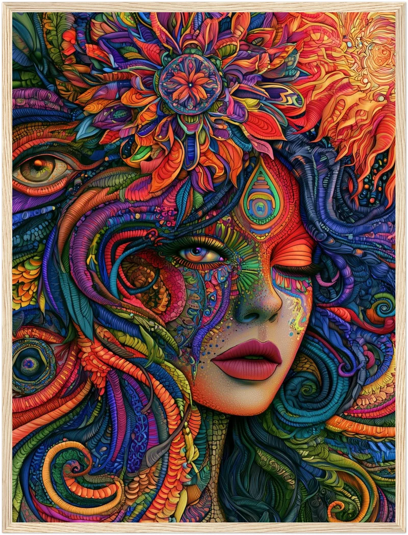 Psychedelische Göttin der Farben Poster