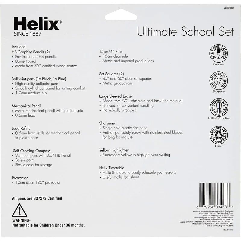 Helix - Ultimate School Pencil Pen & Ruler Set