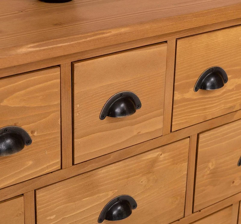 Apothekerschrank aus Massivholz - Kommode mit 13 Schubladen