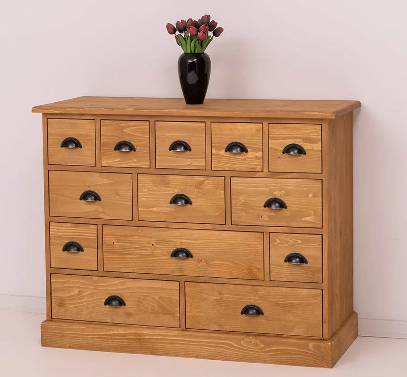 Apothekerschrank aus Massivholz - Kommode mit 13 Schubladen