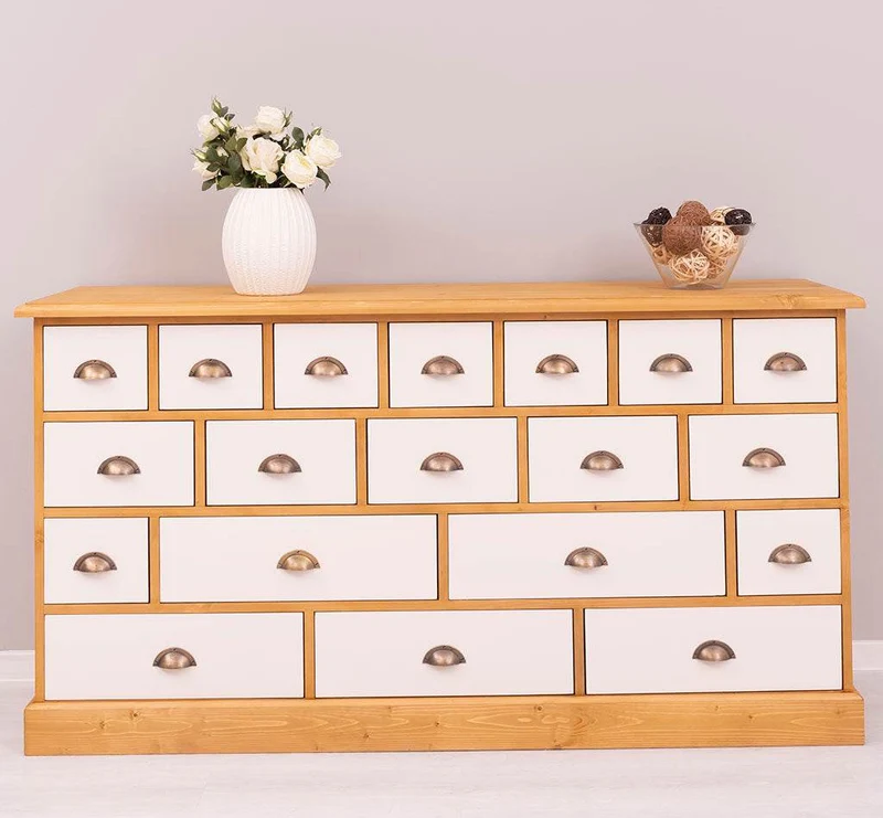 Apothekerschrank aus Massivholz im Landhausstil mit 19 Schubladen