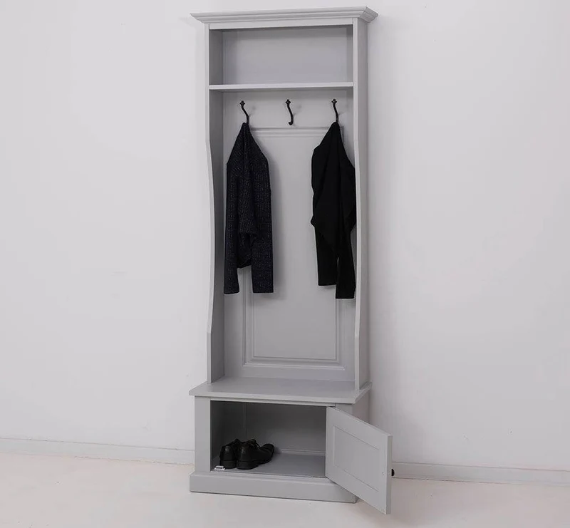 Schmale Garderobe aus Massivholz mit 3 Haken - in verschiedenen Farben