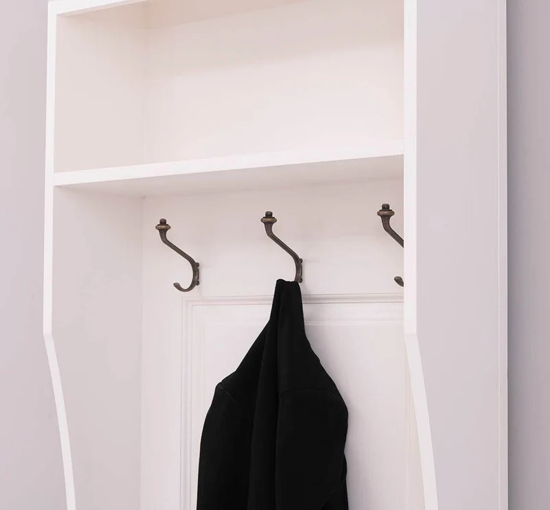 Schmale Garderobe aus Massivholz mit 3 Haken - in verschiedenen Farben