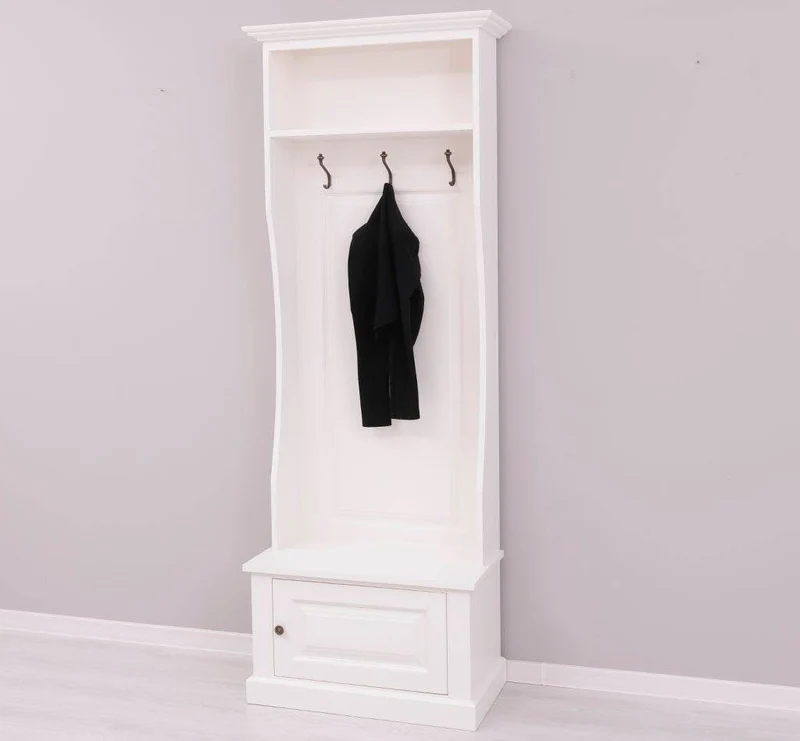 Schmale Garderobe aus Massivholz mit 3 Haken - in verschiedenen Farben