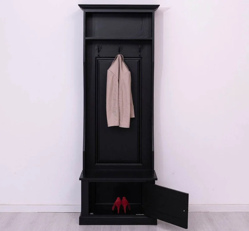 Schmale Garderobe aus Massivholz mit 3 Haken - in verschiedenen Farben