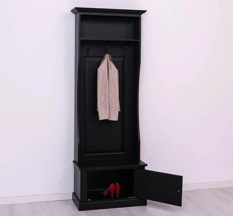 Schmale Garderobe aus Massivholz mit 3 Haken - in verschiedenen Farben