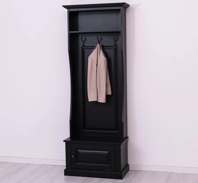 Schmale Garderobe aus Massivholz mit 3 Haken - in verschiedenen Farben