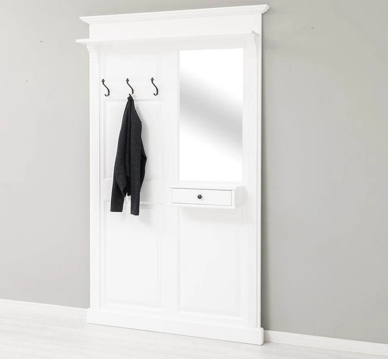Garderobe aus Massivholz mit Spiegel und Ablage