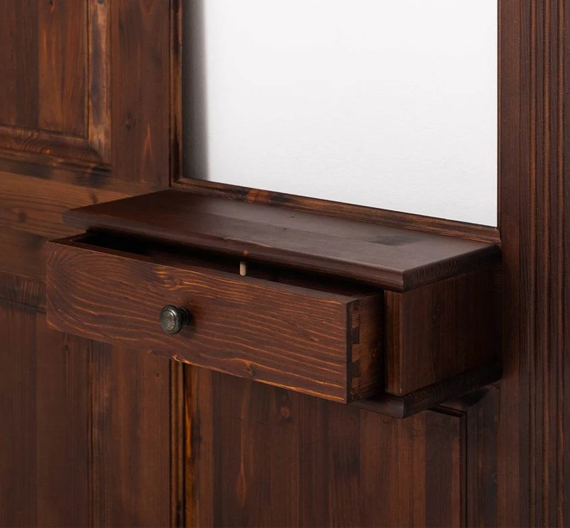 Garderobe aus Massivholz mit Spiegel und Ablage