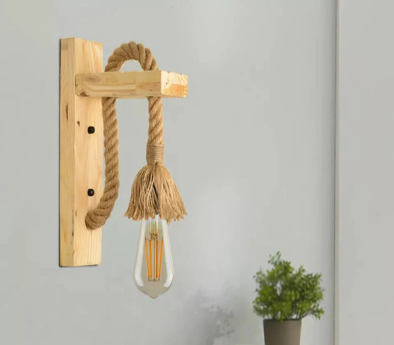 Wandlampe mit holz , Hanfseil,lampen für das Kinderzimmer~2635
