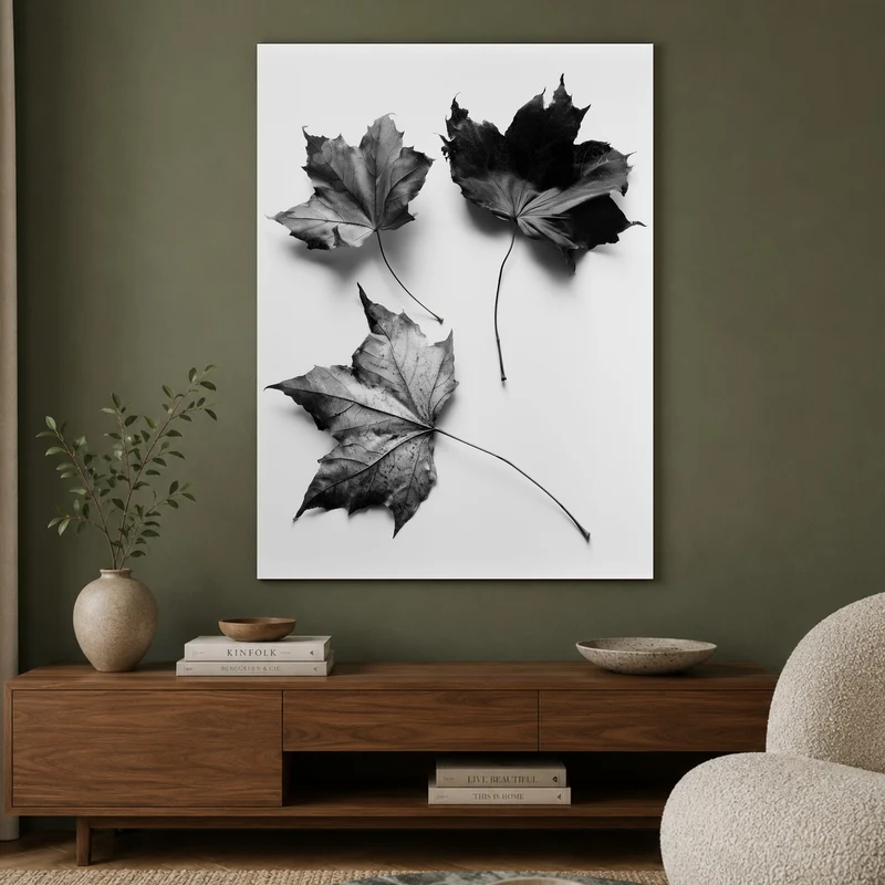 Drei Ahornblätter Schwarz-Weiß Poster
