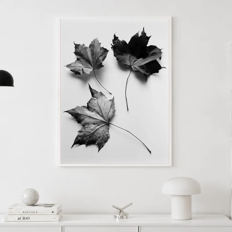 Drei Ahornblätter Schwarz-Weiß Poster