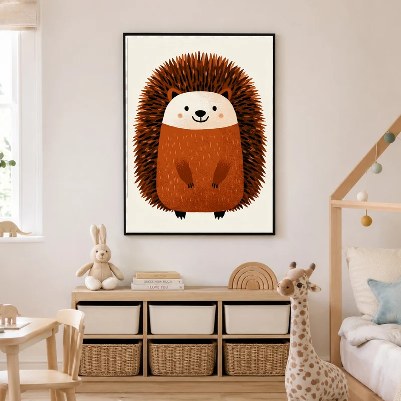 Lächelnder Igel im Herbst Poster