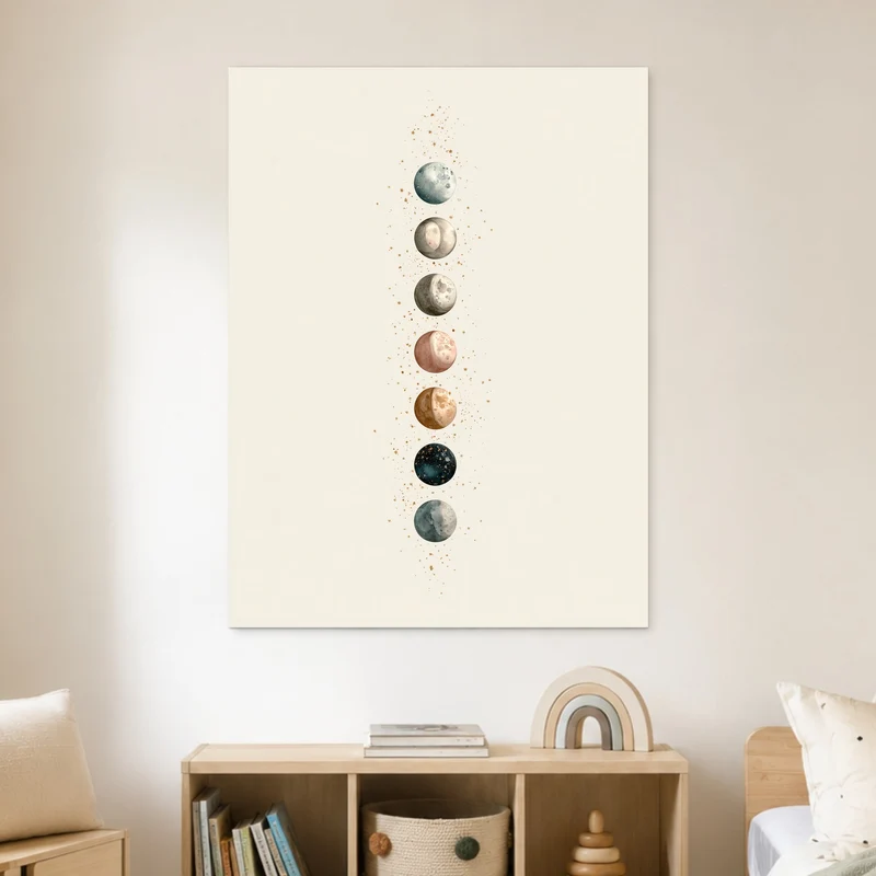 Sieben Monde im Aquarell Leinwand