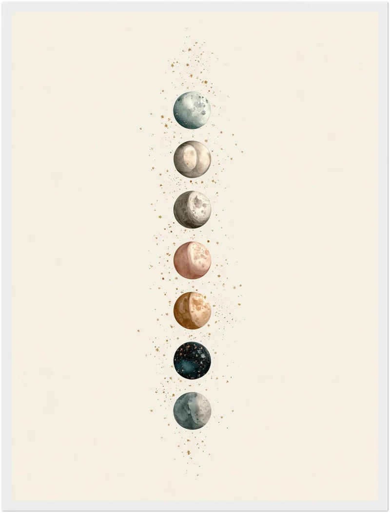 Sieben Monde im Aquarell Poster