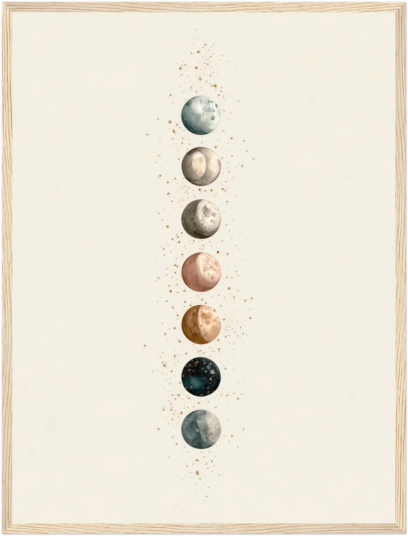 Sieben Monde im Aquarell Poster