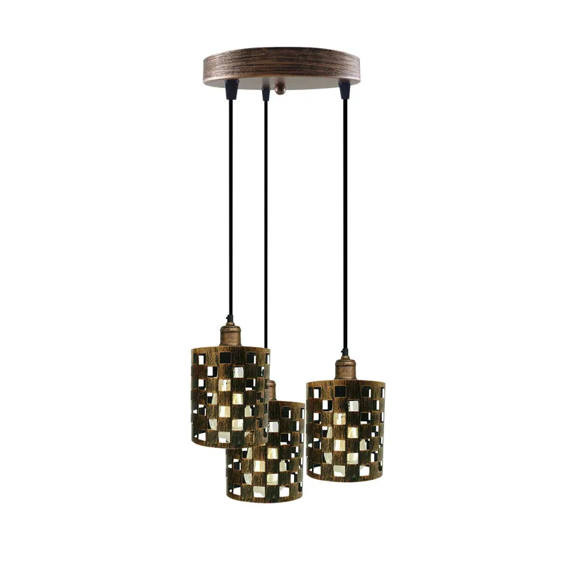 Esstischlampe Pendelleuchte 3-Flammig Käfig, 11 cm, Kupfer Gebürstet~2512