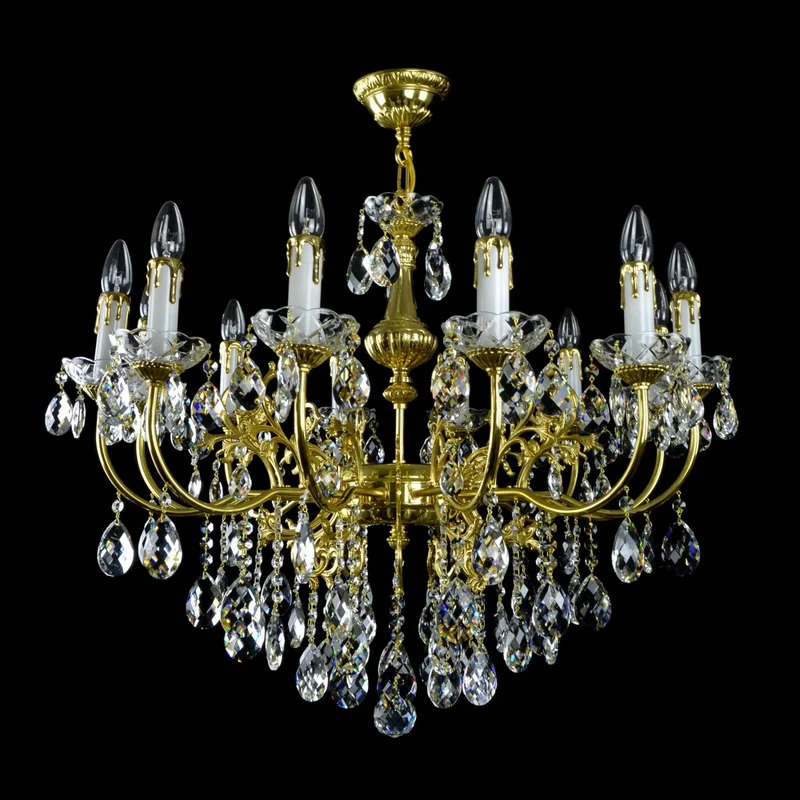 Casa Padrino Luxus Barock Kristall Kronleuchter Gold Ø 83 x H. 60 cm - Prunkvolle Messing Kronleuchter mit böhmischem Kristallglas - Barock Möbel - Edel & Prunkvoll