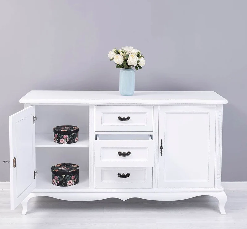 Sideboard aus Massivholz mit 2 Türen und 3 Schubladen | Barock Kommode mit geschwungenen Beinen