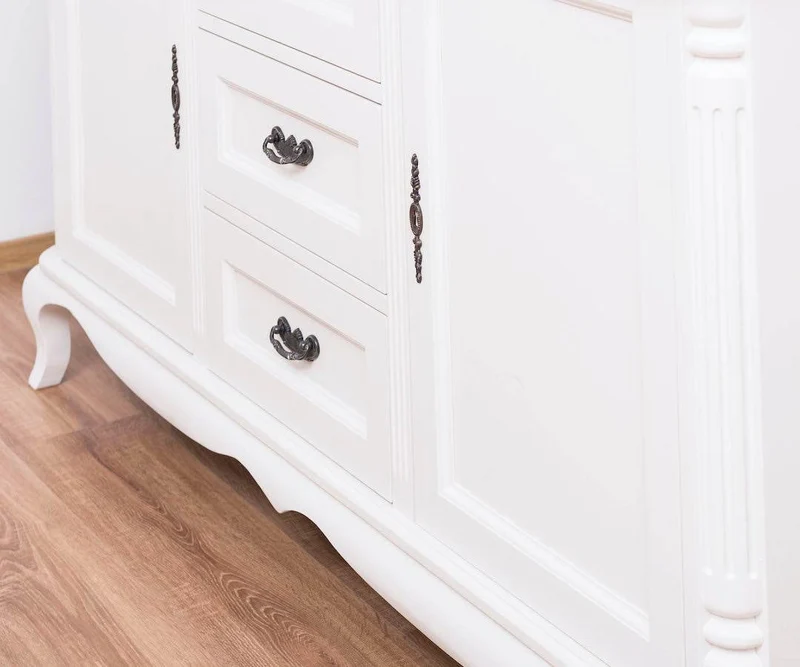Sideboard aus Massivholz mit 2 Türen und 3 Schubladen | Barock Kommode mit geschwungenen Beinen