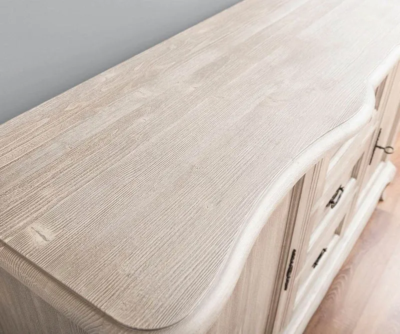 Sideboard aus Massivholz mit 2 Türen und 3 Schubladen | Barock Kommode mit geschwungenen Beinen
