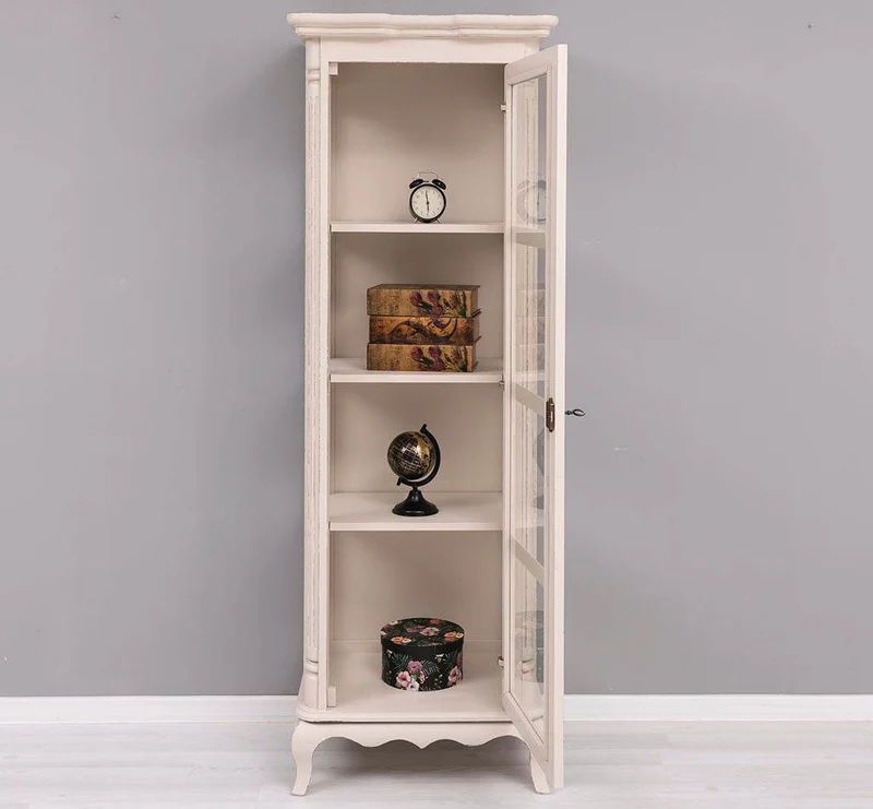 Vintage Vitrine aus Massivholz | Gläserschrank im Barockstil